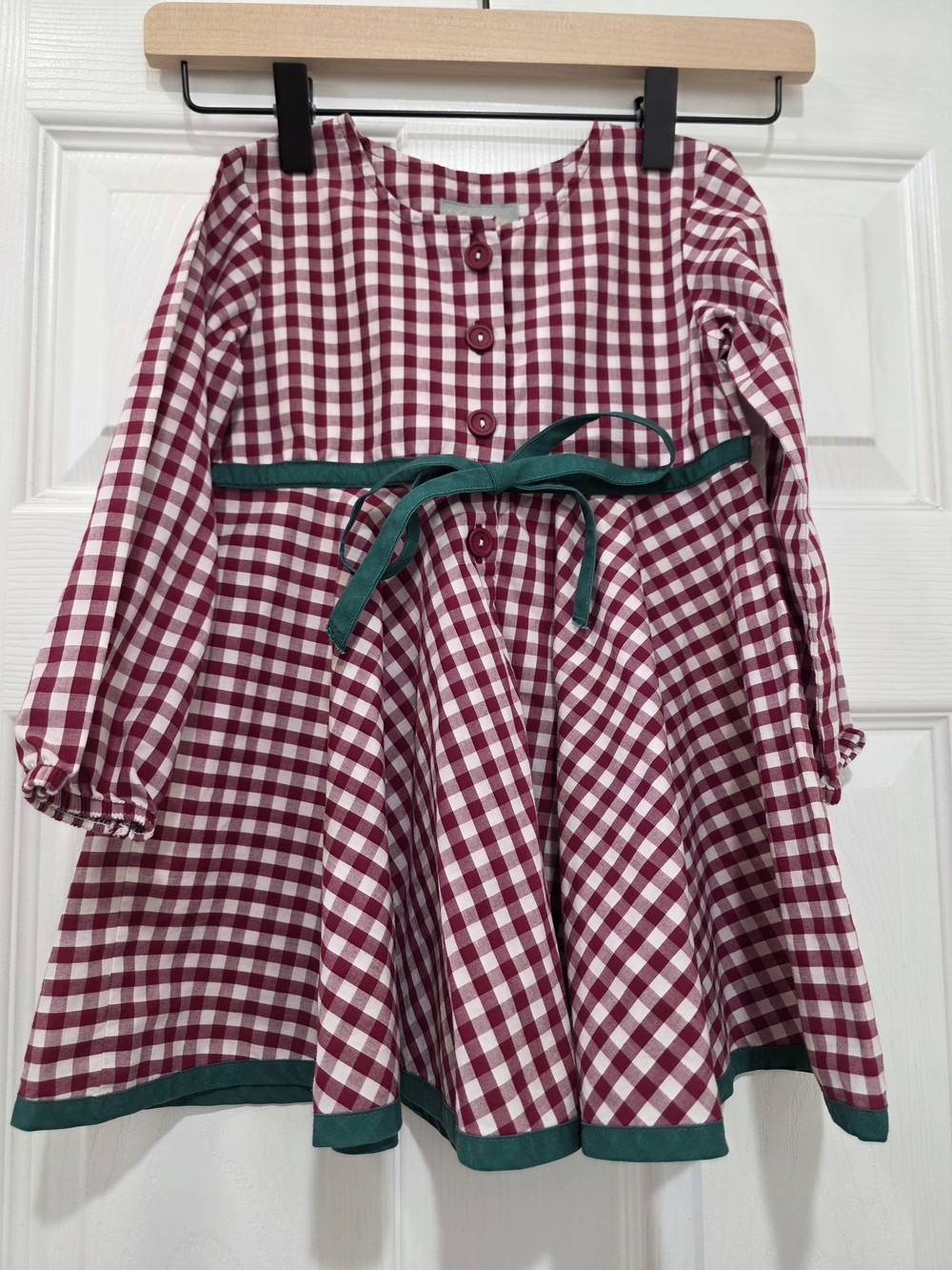 Eleanor Rose Girls Burgundy Red and Green Gingham Dress